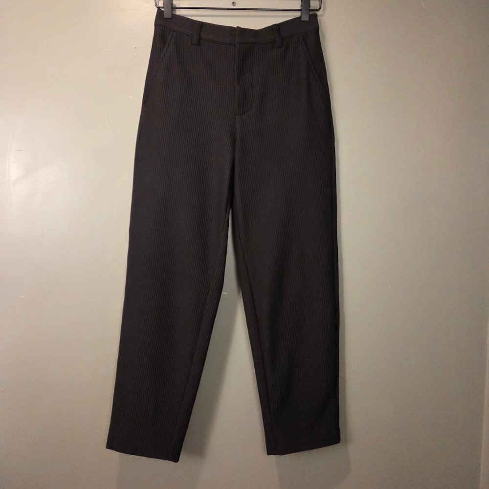 River Island Women's Ribbed Tapered Pants Size 28 Black Trousers